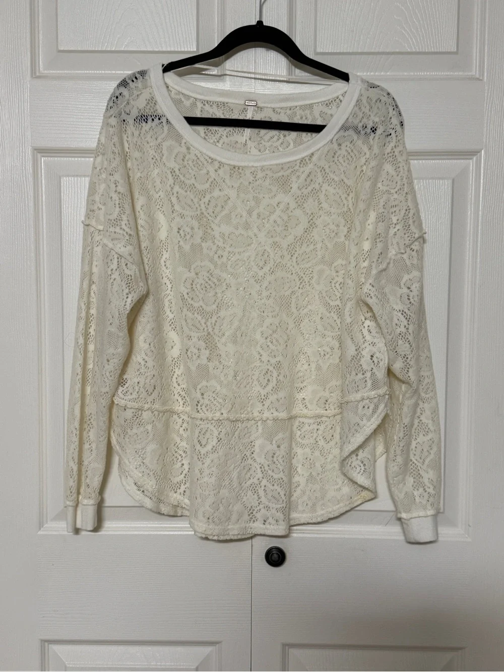 Free People Lace ‘Not Cold In This Floral Knit Top’ long sleeve shirt size M